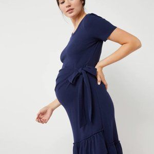RUFFLE HEM SIDE TIE MATERNITY DRESS - Medium